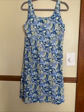 Columbia Blue and Yellow Floral Midi Dress